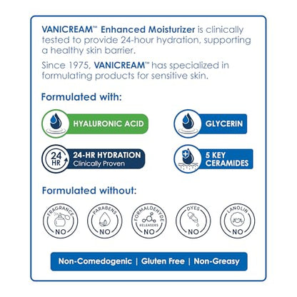 Vanicream Enhanced Moisturizer, 12 fl oz, Formulated without Common Irritants, Body Moisturizer, All-Day Hydration with Hyaluronic Acid - Maple Wellness Supplements