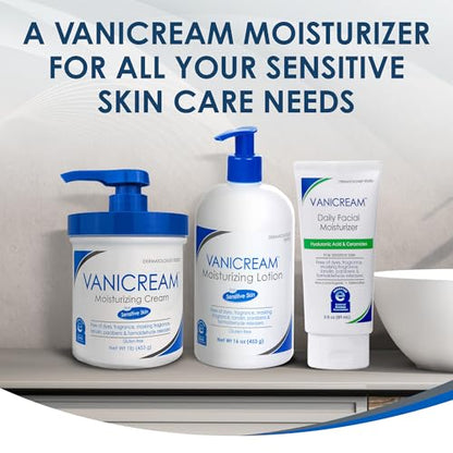Vanicream Moisturizing Skin Cream with Pump Dispenser - 16 fl oz (1 lb) - Moisturizer Formulated - Maple Wellness Supplements