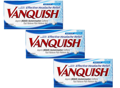 Vanquish Extra Strength Pain Reliever Caplets-100 ct. (Pack of 3) - Maple Wellness Supplements