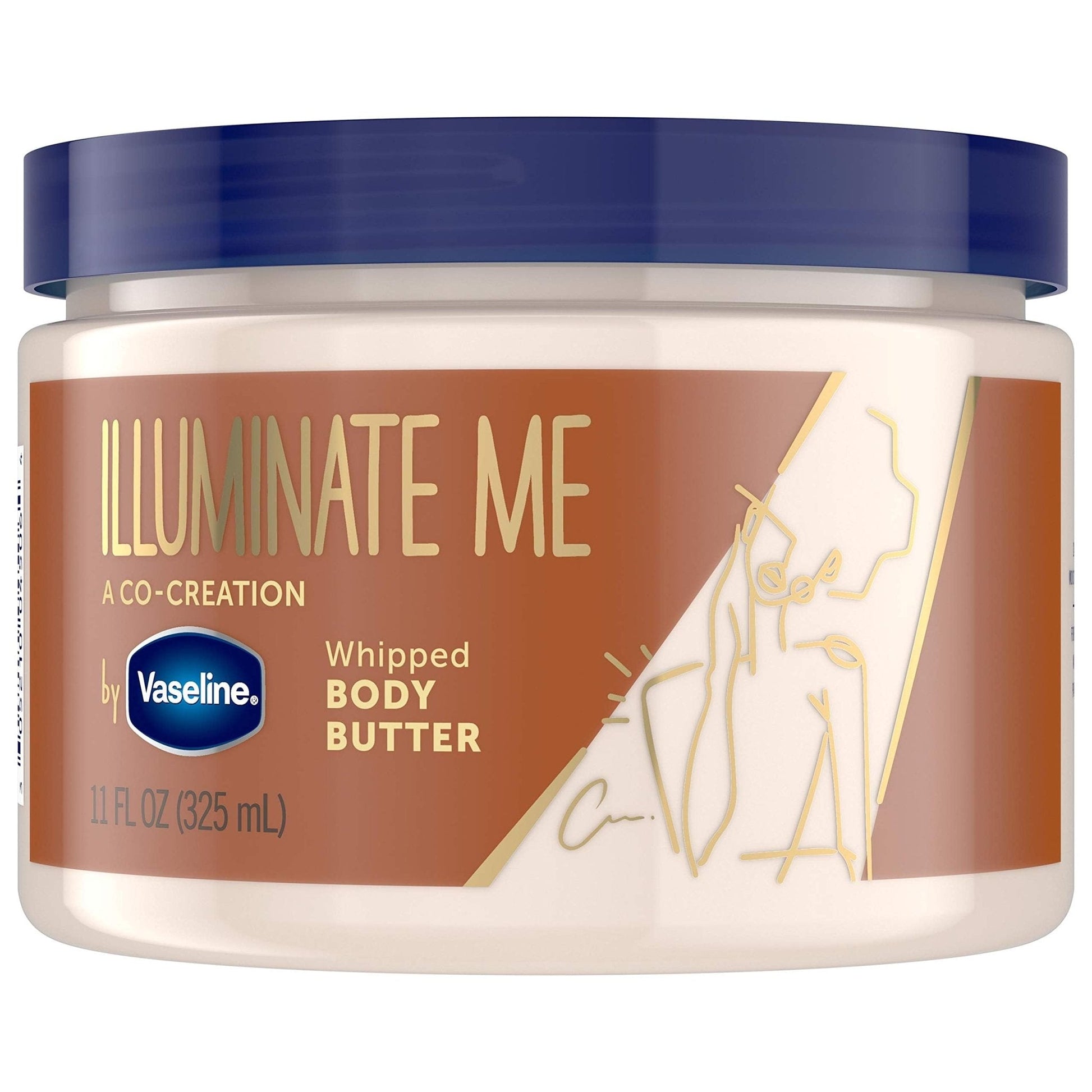 Vaseline Illuminate Me Shea Butter Whipped Body Butter for Melanin Rich Skin Provides 24 Hour Moisturization for Dry Skin 11 oz - Maple Wellness Supplements