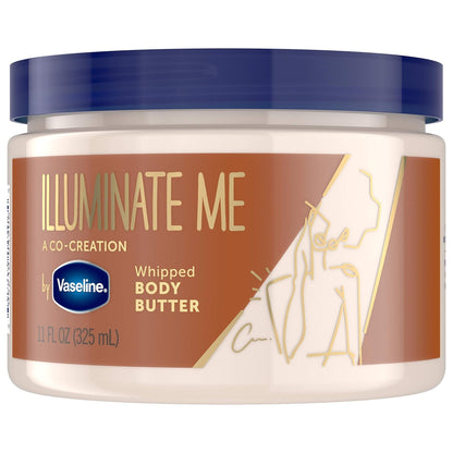Vaseline Illuminate Me Shea Butter Whipped Body Butter for Melanin Rich Skin Provides 24 Hour Moisturization for Dry Skin 11 oz - Maple Wellness Supplements