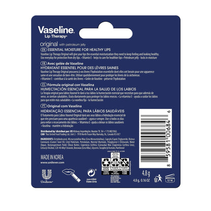 Vaseline Lip Therapy Care Original, Fast-Acting Nourishment, Ideal for Chapped, Dry, Cracked, or Damaged Lips - Maple Wellness Supplements
