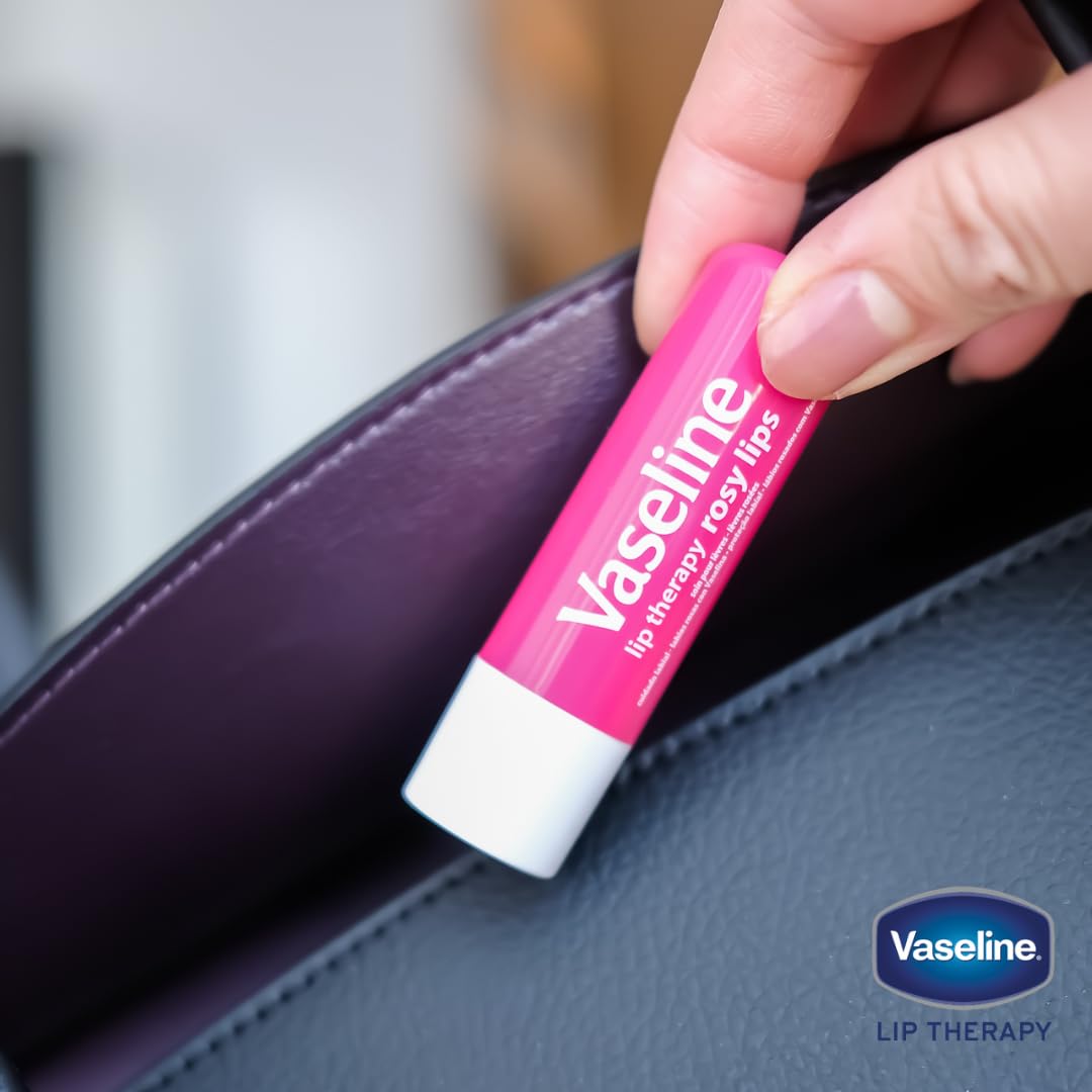 Vaseline Lip Therapy Care Rosy, Fast-Acting Nourishment, Ideal for Chapped, Dry, Cracked, or Damaged Lips, Lip Balm, 4-Pack, 0.16 Oz Each - Maple Wellness Supplements