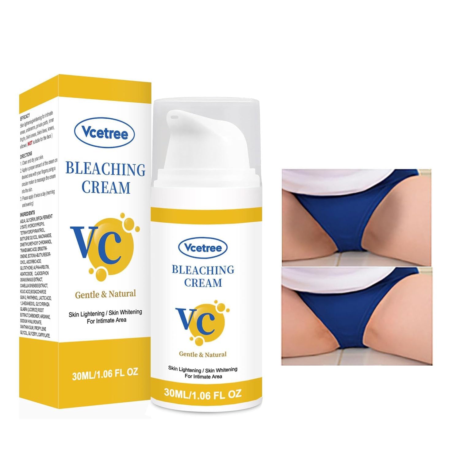 Vcetree Skin Bleaching Cream Skin Lightening for Body Intimate Areas, Private Parts, Underarm, Knees, Elbows, Inner Thigh, Bikini Area - Maple Wellness Supplements