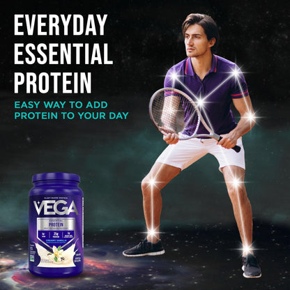 Vega Essential Protein – 25g Plant Based Protein Powder, Creamy Vanilla, Vegan for a Dairy-Free Vanilla Shake – Large Tub, 32.5oz (20 Servings) - Maple Wellness Supplements