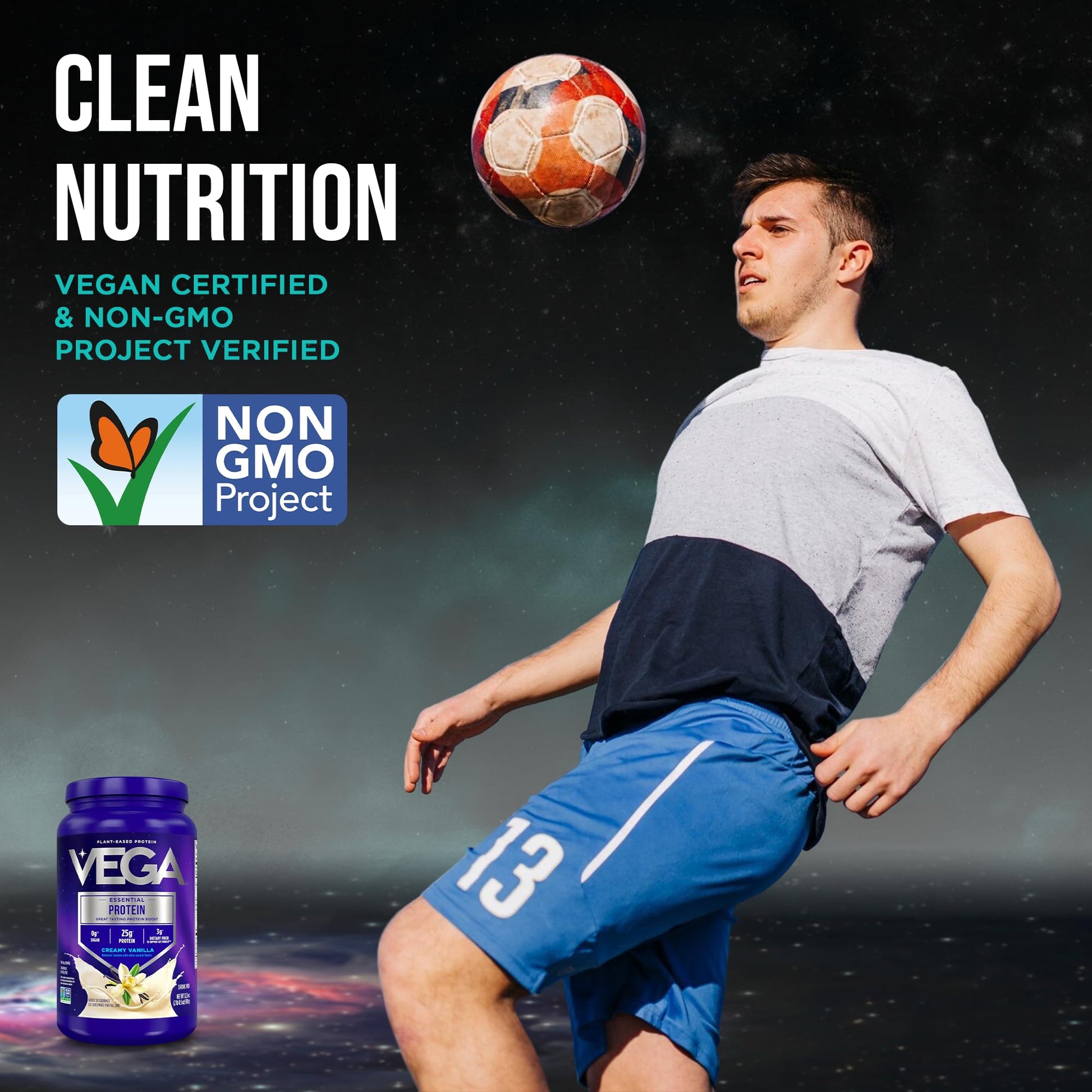 Vega Essential Protein – 25g Plant Based Protein Powder, Creamy Vanilla, Vegan for a Dairy-Free Vanilla Shake – Large Tub, 32.5oz (20 Servings) - Maple Wellness Supplements