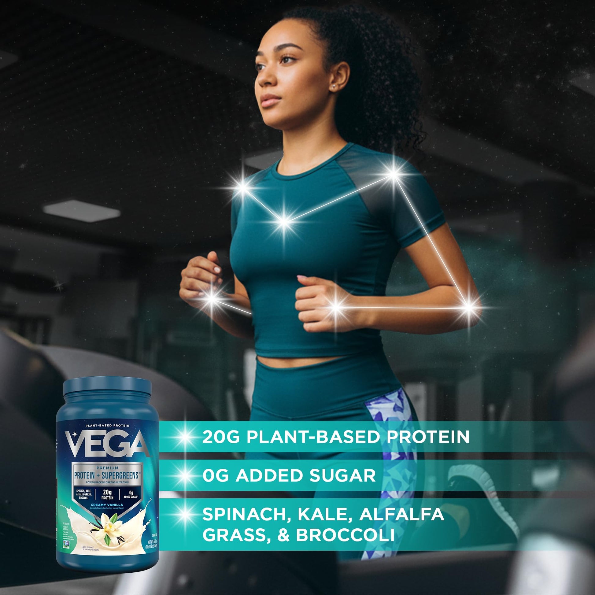 Vega Premium Protein + Supergreens, Creamy Vanilla – 20g Vegan Protein, Dairy & Gluten Free, 26.9 oz (25 Servings) - Maple Wellness Supplements