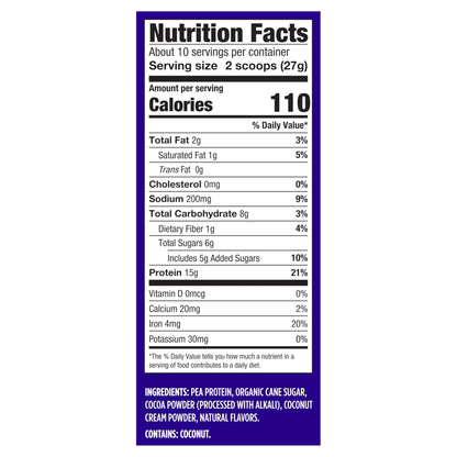 Vega Protein Made Simple - 15g Plant-Based Pea Protein, Chocolate, 10 Servings, Stevia Free, No Artificial Sweeteners or Gums, Non-GMO, Gluten Free, Dairy Free, 9.6oz (Packaging May Vary) - Maple Wellness Supplements