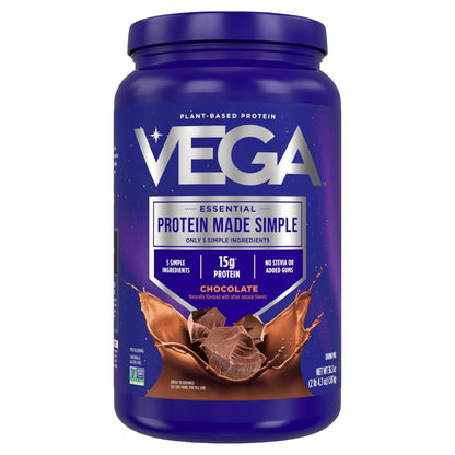 Vega Protein Made Simple - 15g Plant-Based Pea Protein, Chocolate, 39 Servings, Stevia Free, No Artificial Sweeteners or Gums, Non-GMO, Gluten Free, - Maple Wellness Supplements