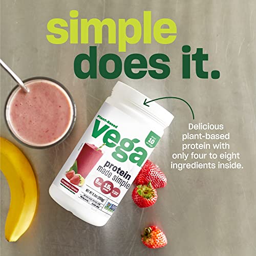 Vega Protein Made Simple Protein Powder, Strawberry Banana - Stevia Free, Vegan - Maple Wellness Supplements