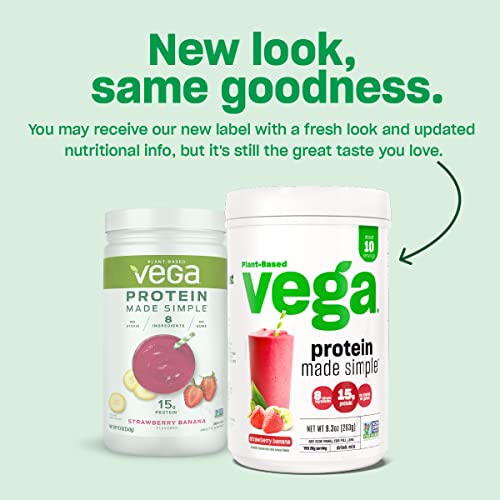 Vega Protein Made Simple Protein Powder, Strawberry Banana - Stevia Free, Vegan - Maple Wellness Supplements