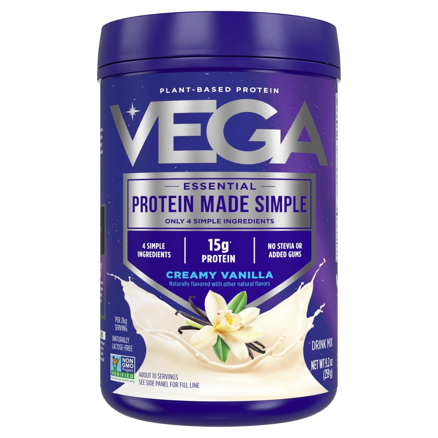 Vega Protein Made Simple Protein Powder, Vanilla - Stevia Free, Vegan, Plant Based, Healthy, Gluten Free, Pea Protein for Women and Men, 9.2 oz (Packaging May Vary) - Maple Wellness Supplements