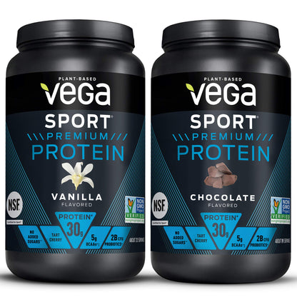 Vega Sport Premium Protein Powder Bundle, Chocolate + Vanilla, Plant Based Protein - Maple Wellness Supplements