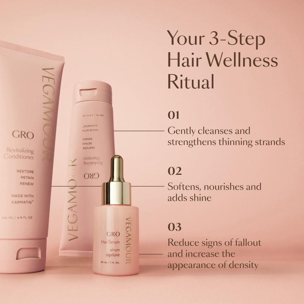 VEGAMOUR GRO Revitalizing Shampoo, Support Thicker, Fuller Looking Hair, Shampoo Formulated Without Sulfates for Thinning Hair with Vegan Keratin, Natural Citrus Scent (8 fl. oz.) - Maple Wellness Supplements