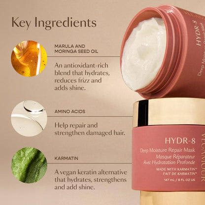 VEGAMOUR HYDR-8 Deep Moisture Repair Mask, Deep Conditioner Hair Mask Formulated Without Sulfates for Dry, Damaged, Frizzy Hair, Floral & Vanilla Scent, 5 fl. oz. - Maple Wellness Supplements