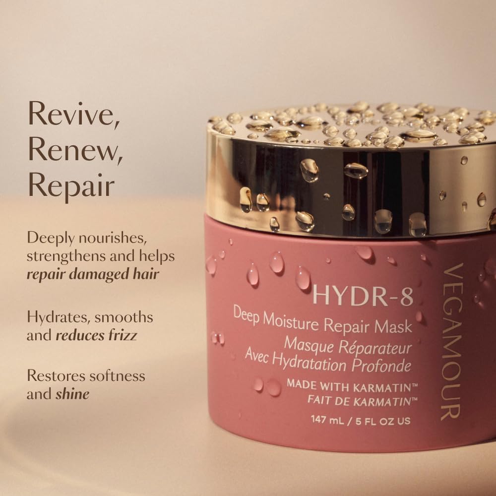 VEGAMOUR HYDR-8 Deep Moisture Repair Mask, Deep Conditioner Hair Mask Formulated Without Sulfates for Dry, Damaged, Frizzy Hair, Floral & Vanilla Scent, 5 fl. oz. - Maple Wellness Supplements