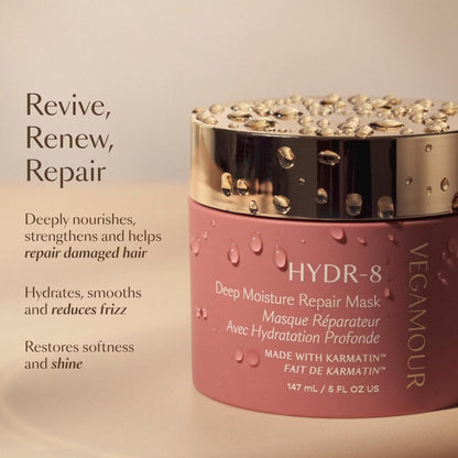 VEGAMOUR HYDR-8 Deep Moisture Repair Mask, Deep Conditioner Hair Mask Formulated Without Sulfates for Dry, Damaged, Frizzy Hair, Floral & Vanilla Scent, 5 fl. oz. - Maple Wellness Supplements