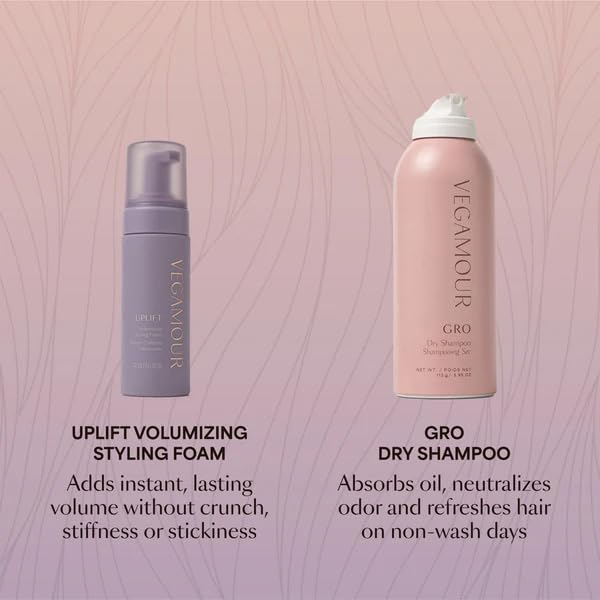 VEGAMOUR UPLIFT and Refresh Kit | Volumizing Dry Shampoo Spray Formulated Without Benzene, Supports Thicker Fuller Looking Hair | $50 Value - Maple Wellness Supplements