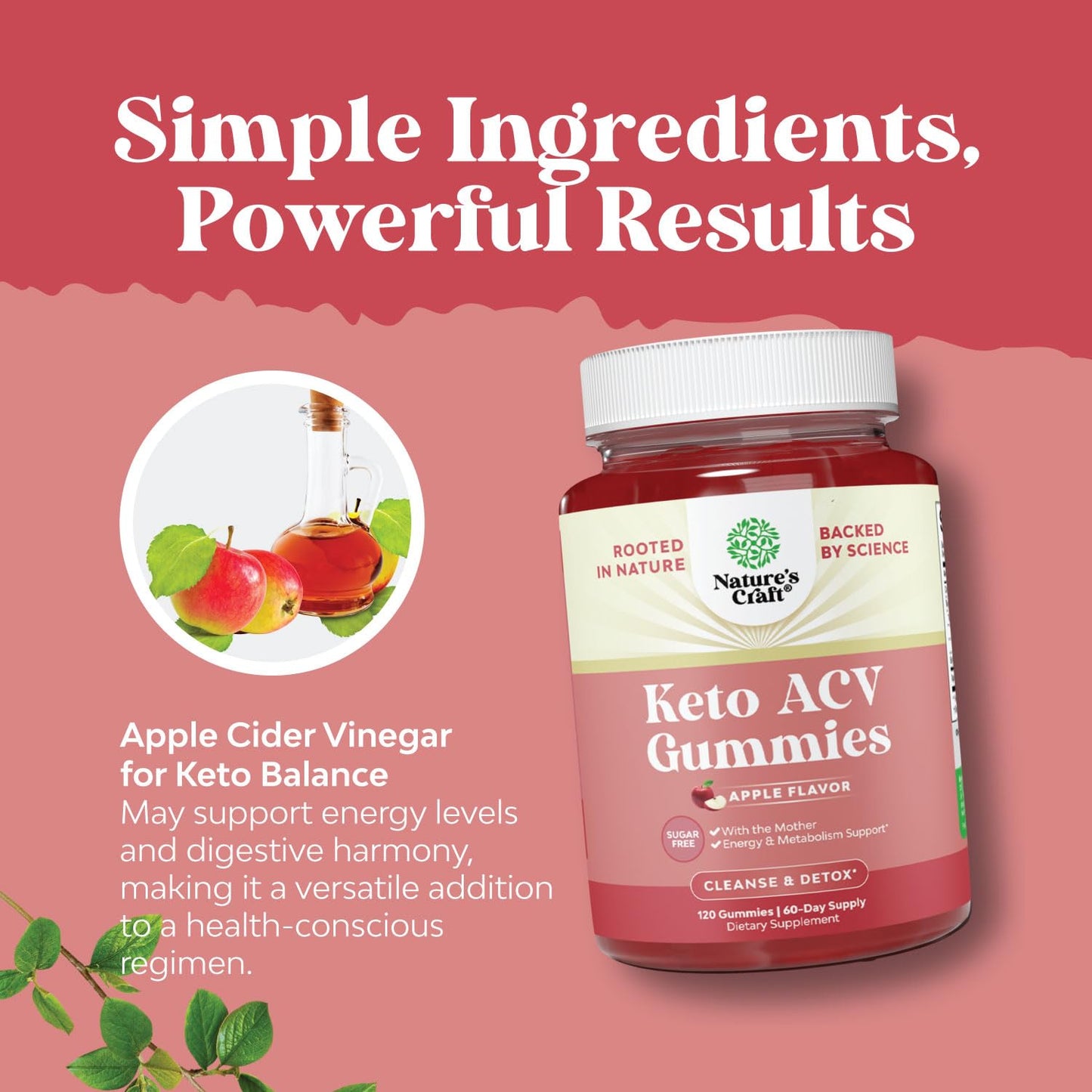 Vegan Advanced Keto ACV Gummies - Keto Apple Cider Vinegar Gummies Sugar Free - Maple Wellness Supplements