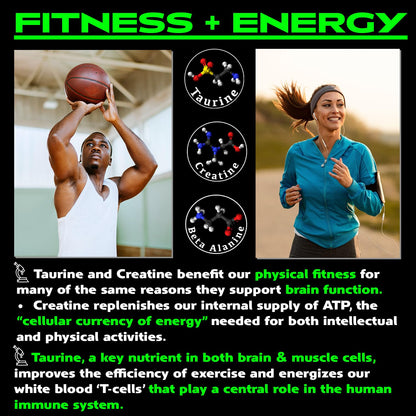 Vegan Brain & Body Boost: The Cherry On Top of A Plant-Based Lifestyle | Working Intelligence | Anti-Aging | Physical Fitness | Vegan Amino Acids - Creatine, Taurine & Beta Alanine | 40 Servings/300g - Maple Wellness Supplements