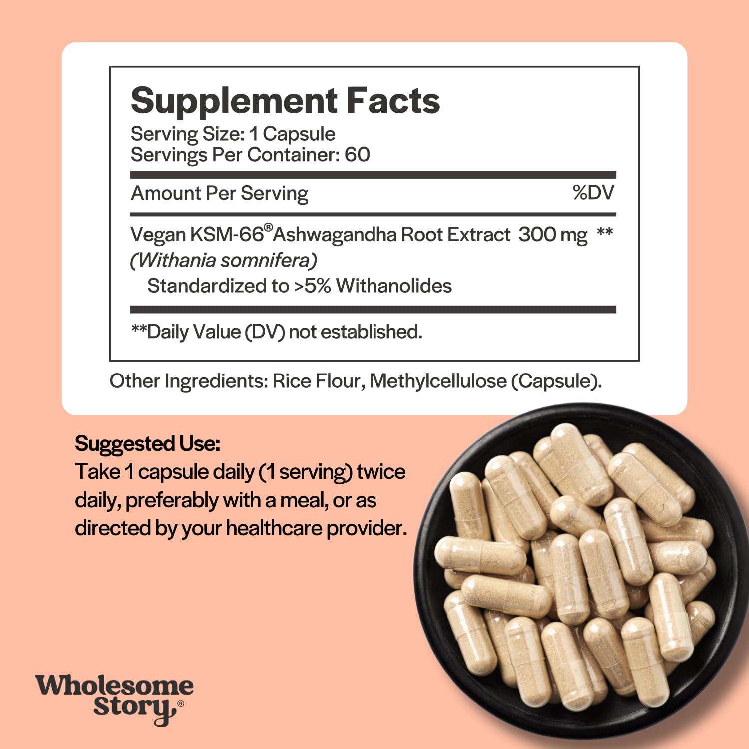 Vegan KSM 66 Ashwagandha Capsules| High Potency 5% Withanolides | Ashwagandha Root Extract Supplements | Ashwagandha 300mg | Stress Management & Well Being Support | 60 Ashwaganda Pills - Maple Wellness Supplements