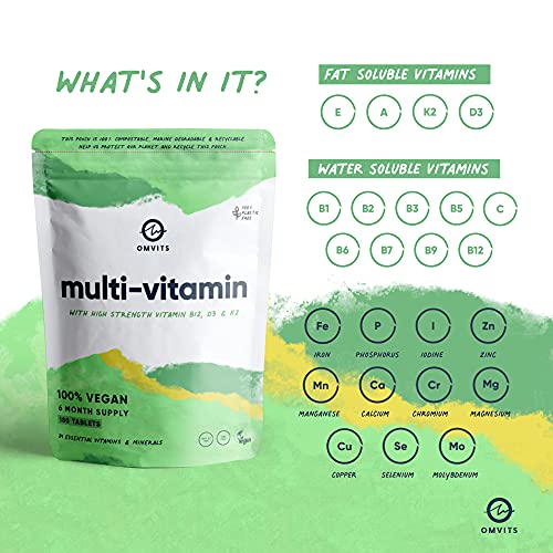 Vegan Multivitamins & Minerals - With High Strength Vitamin B12, D3, K2 & Iron - Maple Wellness Supplements