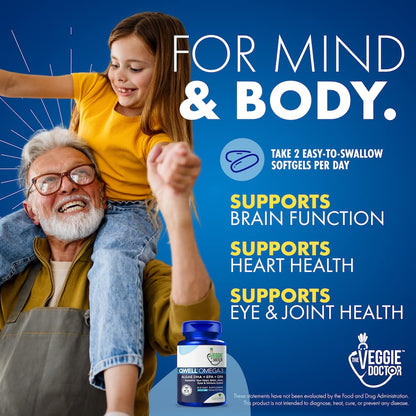 Vegan Omega 3 Supplement – Algae Omega 3 with DHA EPA DPA – Vegan Capsules from Algal – Fish Oil Alternative – Plant-Based Algae Oil Formula – Non-GMO - Maple Wellness Supplements