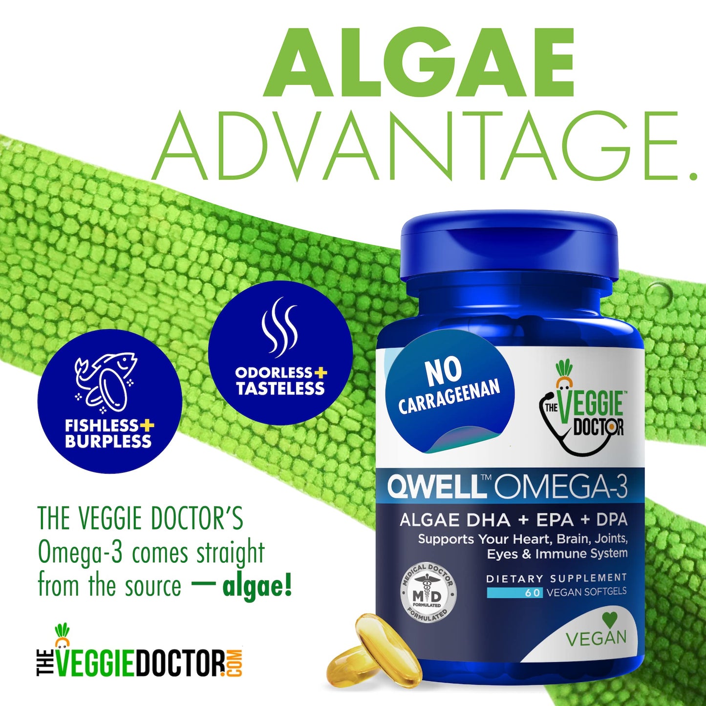 Vegan Omega 3 Supplement – Algae Omega 3 with DHA EPA DPA – Vegan Capsules from Algal – Fish Oil Alternative – Plant-Based Algae Oil Formula – Non-GMO - Maple Wellness Supplements