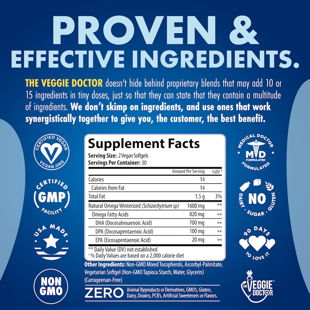 Vegan Omega 3 Supplement – Algae Omega 3 with DHA EPA DPA – Vegan Capsules from Algal – Fish Oil Alternative – Plant-Based Algae Oil Formula – Non-GMO - Maple Wellness Supplements
