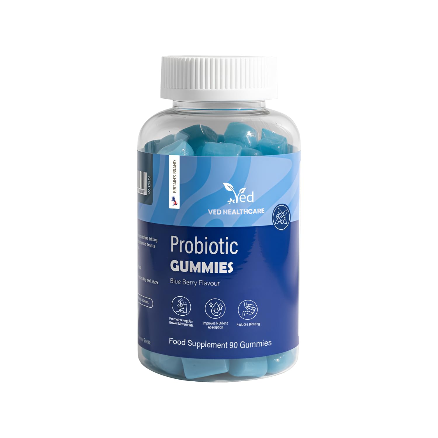 Vegan Probiotic Gummies with Prebiotics, Blueberry Flavour, 2 Gummies Daily (90 Count), 45 Days Supply, Non-GMO, Gluten Free, - Maple Wellness Supplements