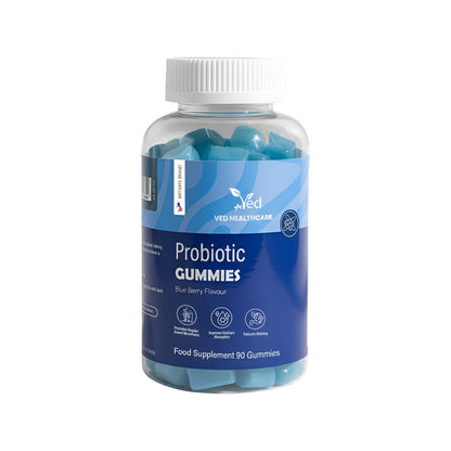 Vegan Probiotic Gummies with Prebiotics, Blueberry Flavour, 2 Gummies Daily (90 Count), 45 Days Supply, Non-GMO, Gluten Free, - Maple Wellness Supplements