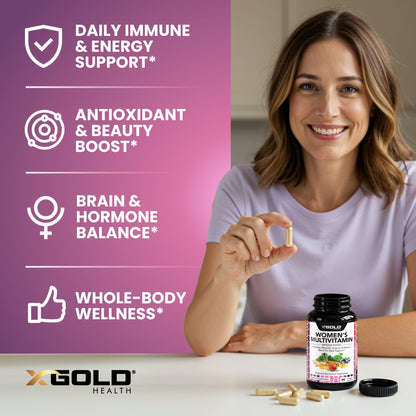 Vegan Women's Daily Multivitamin 50 Plus with Organic WholeFood Based Natural Ingredients, Ginger, Maca, Multi-Vitamin B Complex & More - Maple Wellness Supplements