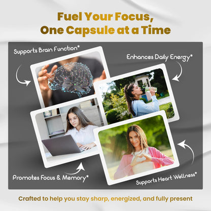 VEGATOT Brain Booster Brain Health Complex Supplement Concentrated with CoQ-10 VIT B6 Lion's Mane Ginkgo Biloba Lemon Balm Ginseng - Maple Wellness Supplements