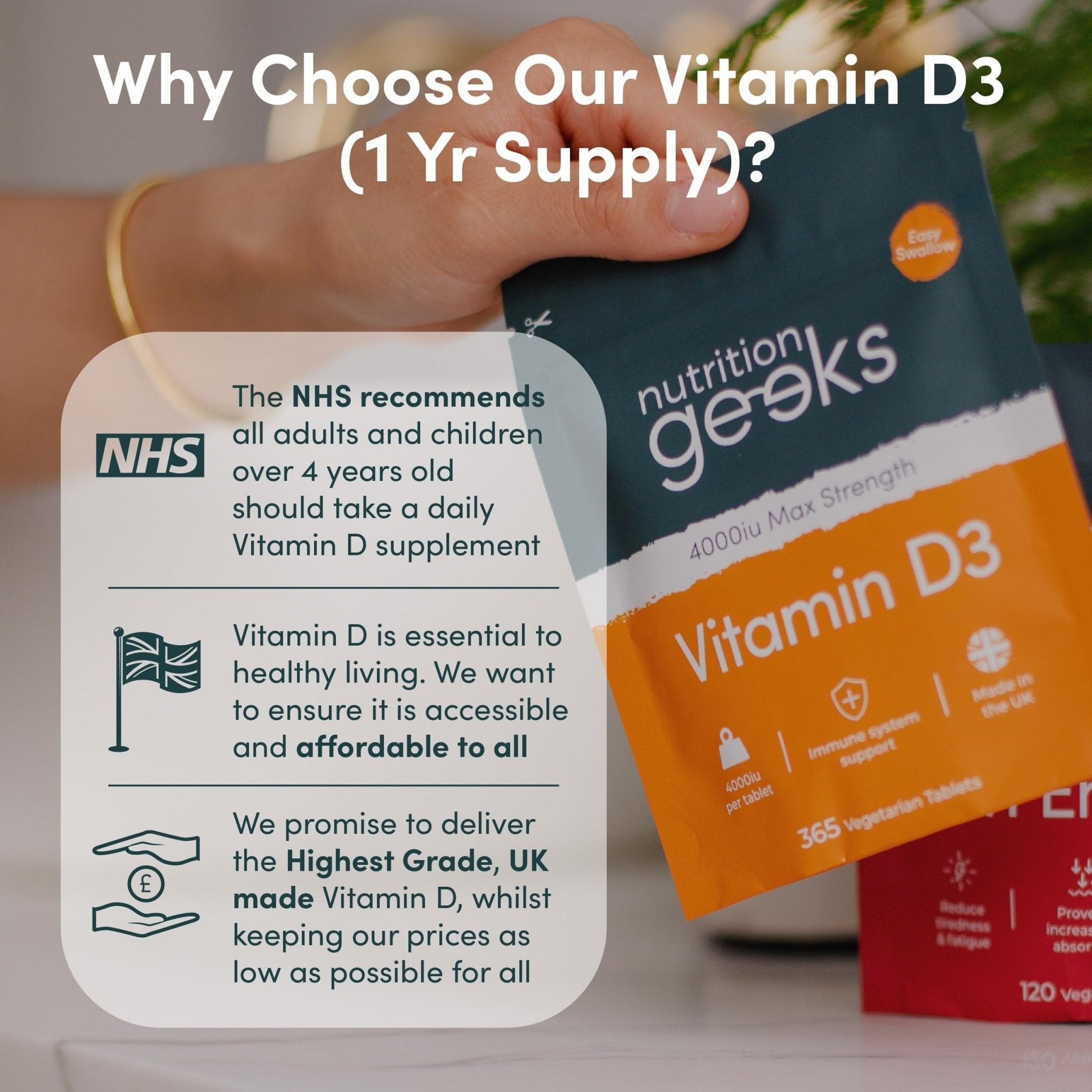 Vegetarian Vitamin D3 4000 iu - 1 Year Supply, 365 Easy-Swallow High Strength Vitamin - Maple Wellness Supplements