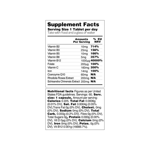 Vegetology Energy Supplements – Iron, Vitamin C & B2, B12, Folate & More – Vitamin Supple - Maple Wellness Supplements