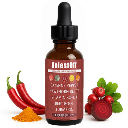 Velestoff Cayenne Pepper | Cayenne Heart & Circulation Blend – Botanical Extracts with Hawthorn, Beet Root, Turmeric, Vitamin K2 & D3 – Daily Wellness Drops (2 fl oz) (1) - Maple Wellness Supplements