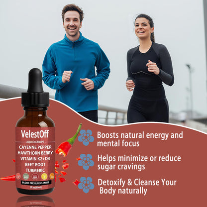 Velestoff Cayenne Pepper & Cayenne Pepper Drops Liquid Supplement with Hawthorn, Beet Root, Turmeric, Vitamin K2 D3 - Maple Wellness Supplements