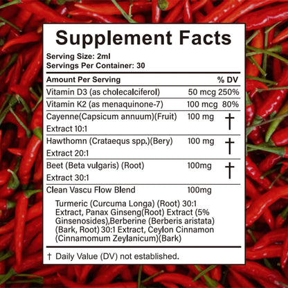 Velestoff Cayenne Pepper Drops, Cayenne Circulation Blend with Hawthorn Beet Root Turmeric Vitamin K2 D3 - Vegan, Non-GMO - 2FL.OZ (2 PCS) - Maple Wellness Supplements