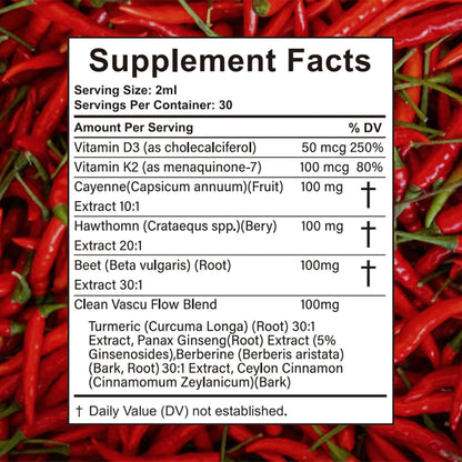 VelestOff Cayenne Pepper Drops - VelestOff Cayenne Circulation Blood Pressure Blend - Cayenne Pepper Hawthorn Beet Root Turmeric Vitamin K2 D3-2 OZ (2 PCS) - Maple Wellness Supplements
