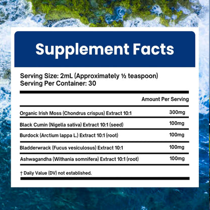 Velestoff Irish Seamoss Thyroid Hormone Regulator, Velestoff Thyroid Support Drops | Sea Moss, Black Seed Oil, Ashwagandha, Burdock Root, Bladderwrack, Hormone Balance & Support - 2 FL.OZ (1 Pcs) - Maple Wellness Supplements