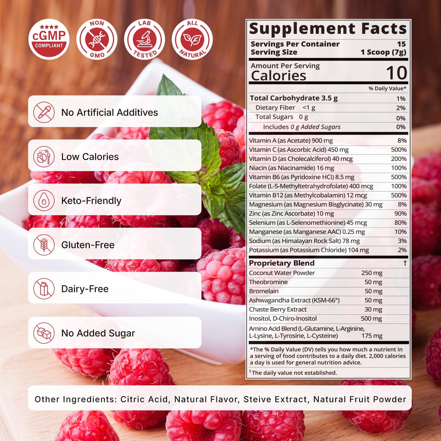 Veltracha Hormone Balance for Women, Myo & D-Chiro Inositol Powder with Folate & Amino Acid & Ashwagandha - Ovarian Support, Mood Regulation & PMS Relief, Raspberry Lemon, 15 Servings - Maple Wellness Supplements