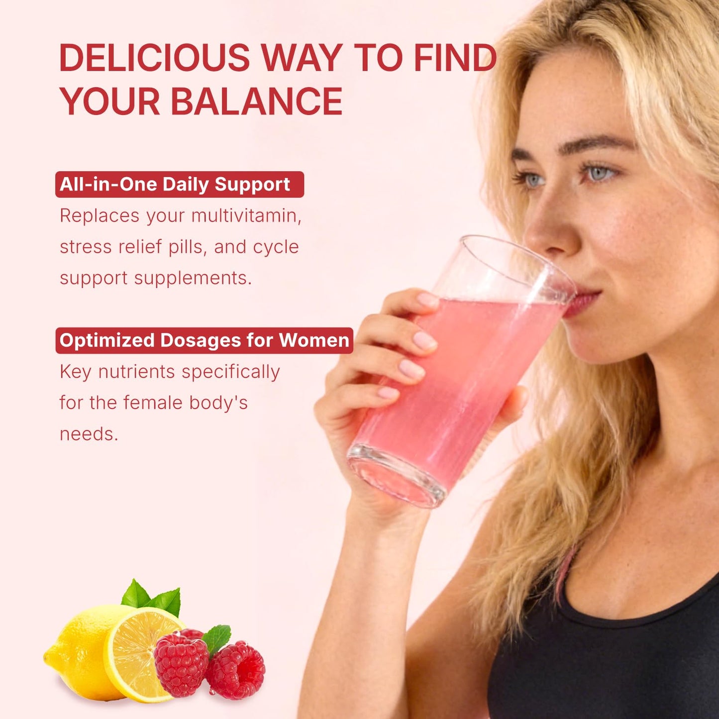 Veltracha Hormone Balance for Women, Myo & D-Chiro Inositol Powder with Folate & Amino Acid & Ashwagandha - Ovarian Support, Mood Regulation & PMS Relief, Raspberry Lemon, 15 Servings - Maple Wellness Supplements