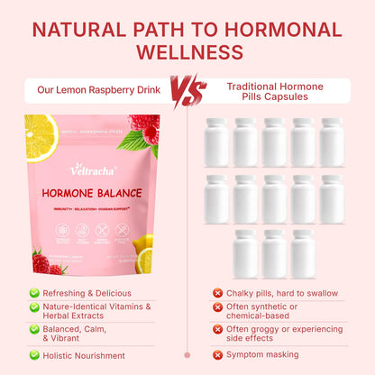 Veltracha Hormone Balance for Women, Myo & D-Chiro Inositol Powder with Folate & Amino Acid & Ashwagandha - Ovarian Support, Mood Regulation & PMS Relief, Raspberry Lemon, 15 Servings - Maple Wellness Supplements