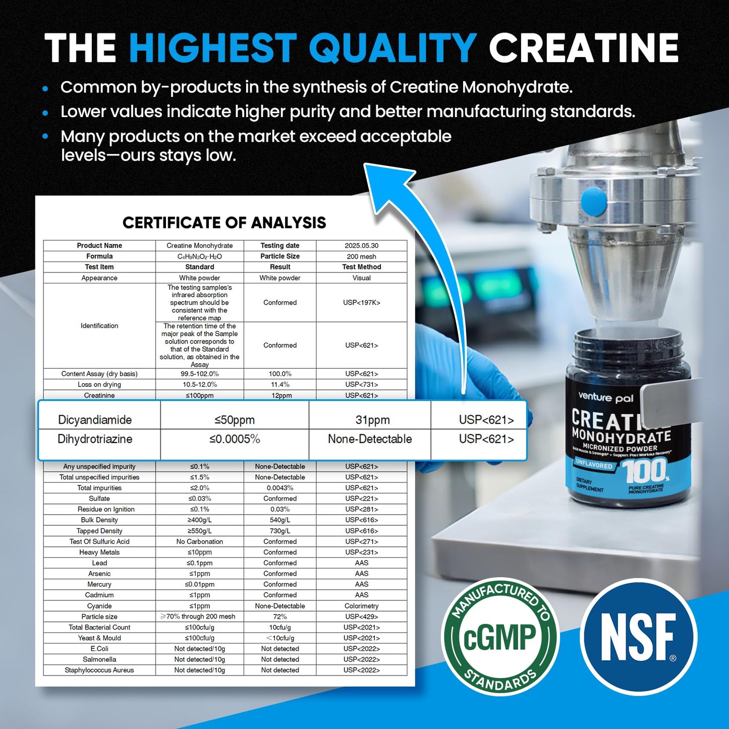 Venture Pal 100% Pure Micronized Creatine Monohydrate Powder, Unflavored Creatine for Women & Men, Vegan, Keto, Gluten Free, 5 g (5000mg) per Serving - Maple Wellness Supplements