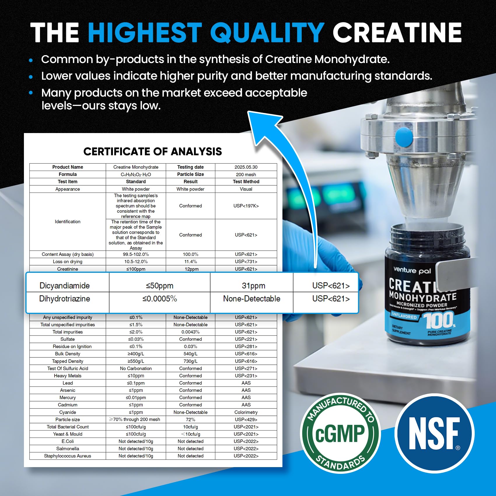 Venture Pal 100% Pure Micronized Creatine Monohydrate Powder, Unflavored Creatine for Women & Men, Vegan, Keto, Gluten Free, 5 g (5000mg) per Serving - Maple Wellness Supplements