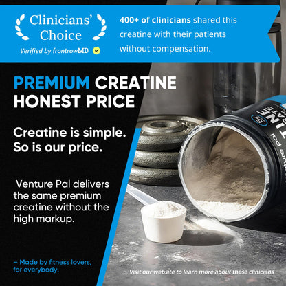 Venture Pal 100% Pure Micronized Creatine Monohydrate Powder, Unflavored Creatine for Women & Men, Vegan, Keto, Gluten Free, 5 g (5000mg) per Serving - Maple Wellness Supplements