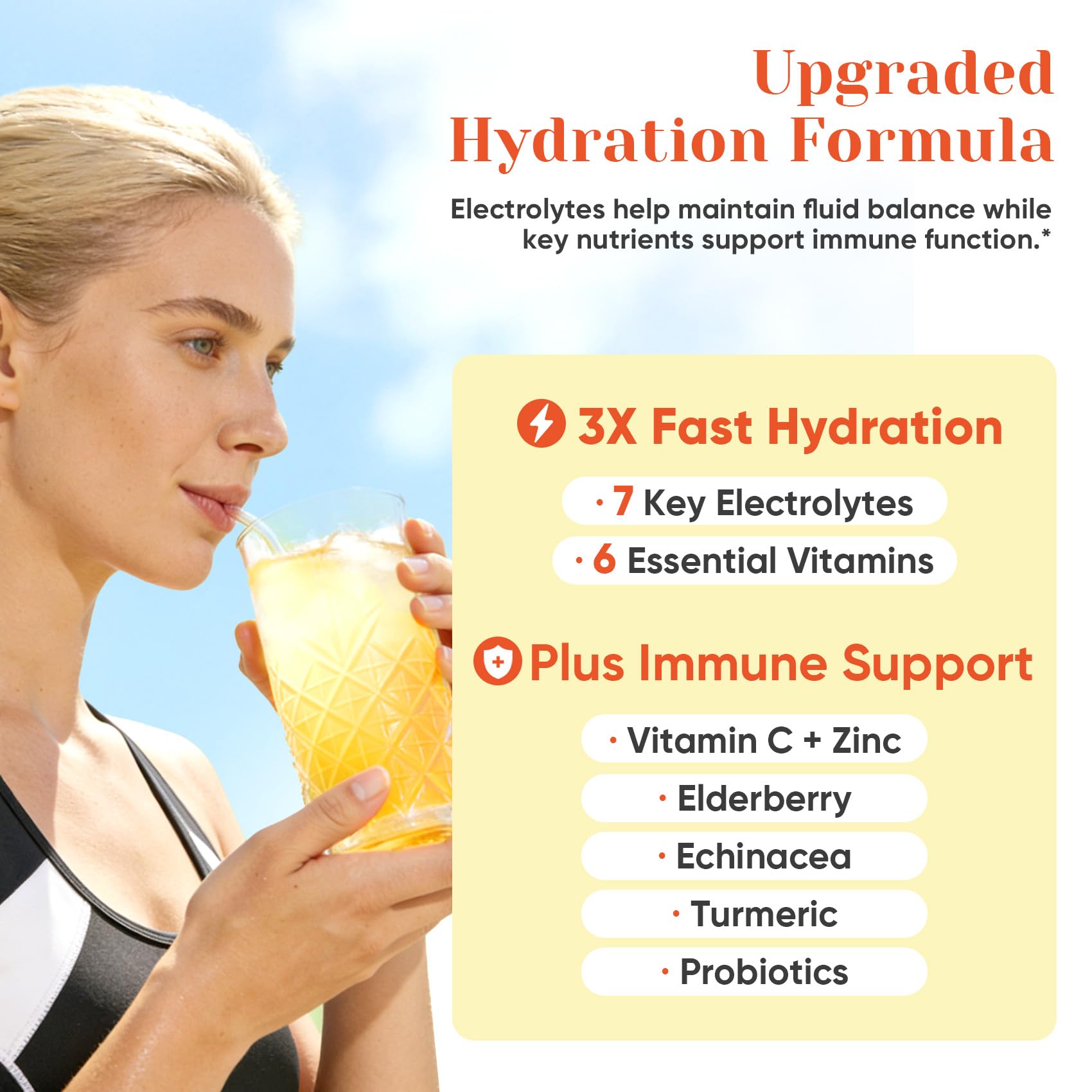 Venture Pal 2-in-1 Hydration + Immune Electrolytes Powder Packets with 7 Electrolytes & 6 Vitamins, Elderberry, Turmeric, Echinacea | Liquid Daily IV Drink Mix - Maple Wellness Supplements