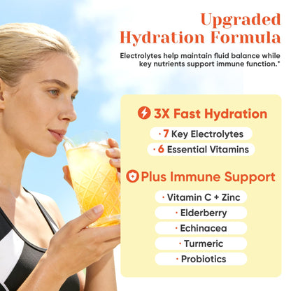 Venture Pal 2-in-1 Hydration + Immune Electrolytes Powder Packets with 7 Electrolytes & 6 Vitamins, Elderberry, Turmeric, Echinacea | Liquid Daily IV Drink Mix - Maple Wellness Supplements