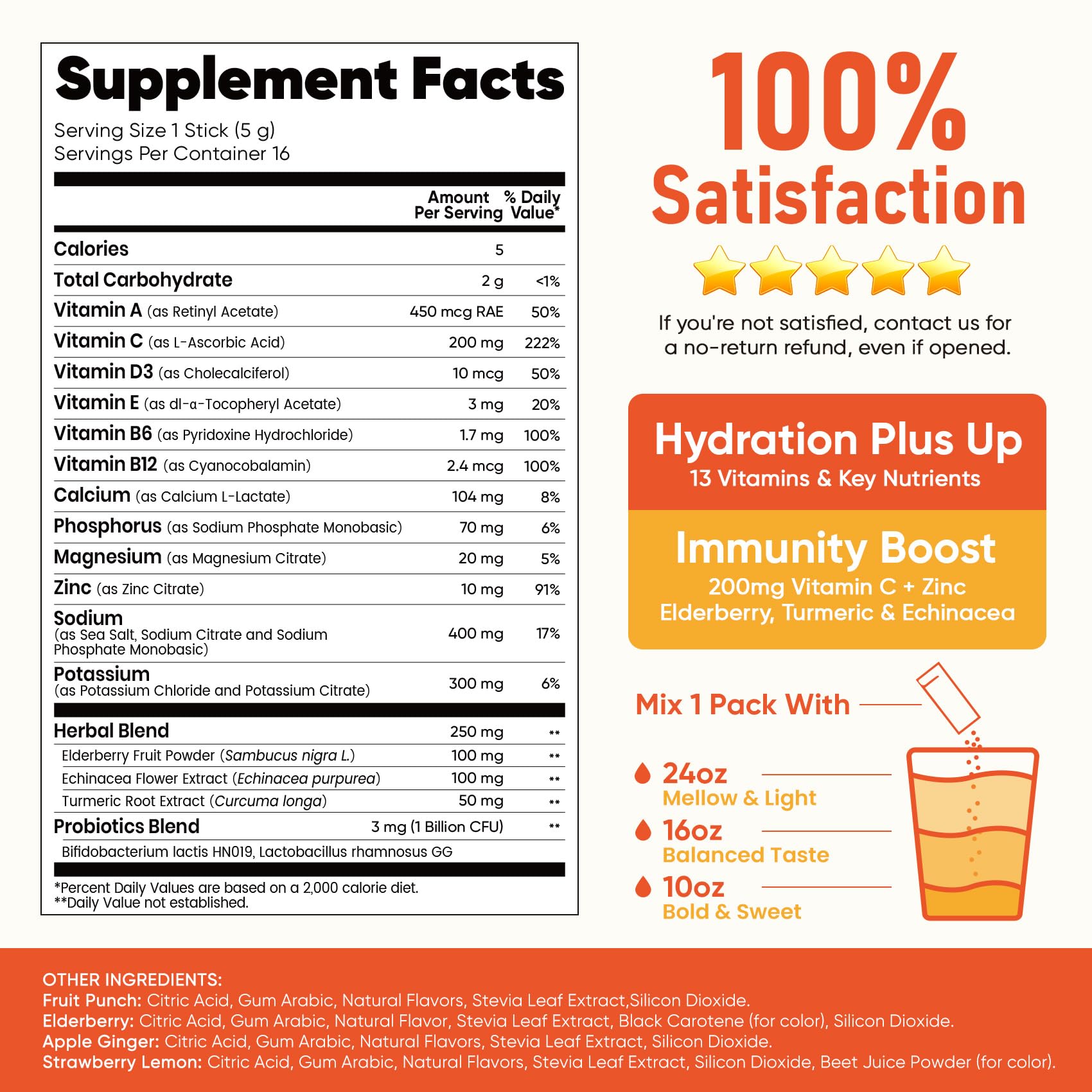 Venture Pal 2-in-1 Hydration + Immune Electrolytes Powder Packets with 7 Electrolytes & 6 Vitamins, Elderberry, Turmeric, Echinacea | Liquid Daily IV Drink Mix - Maple Wellness Supplements