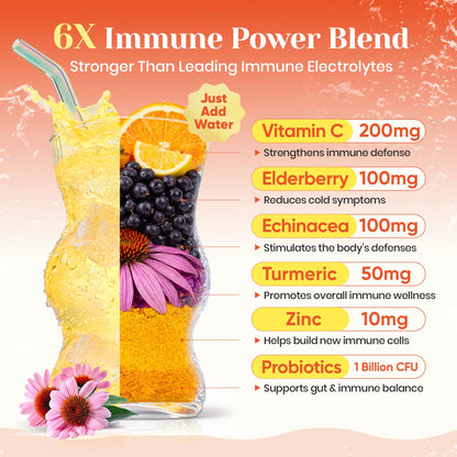 Venture Pal 2-in-1 Hydration + Immune Electrolytes Powder Packets with 7 Electrolytes & 6 Vitamins, Elderberry, Turmeric, Echinacea | Liquid Daily IV Drink Mix - Maple Wellness Supplements